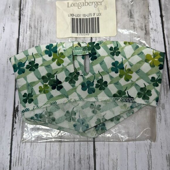 LONGABERGER 2002  LOT of LUCK Lucky You Basket SHAMROCK Liner #2152249 - NIP - Picture 4 of 5